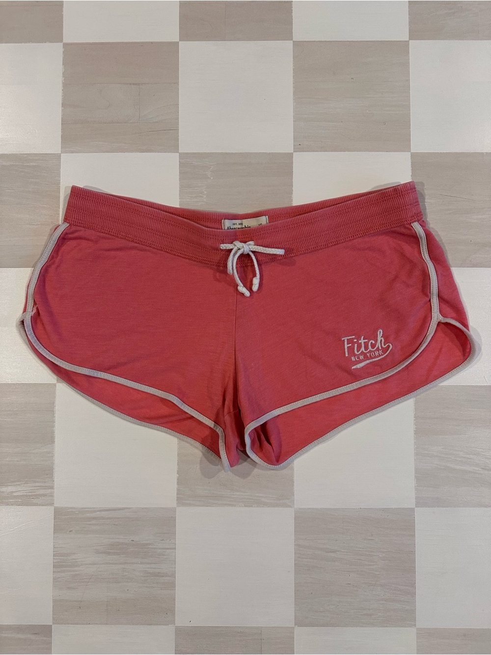 abercrombie fitch y2k candy salmon pink dolphin hem micro shorts